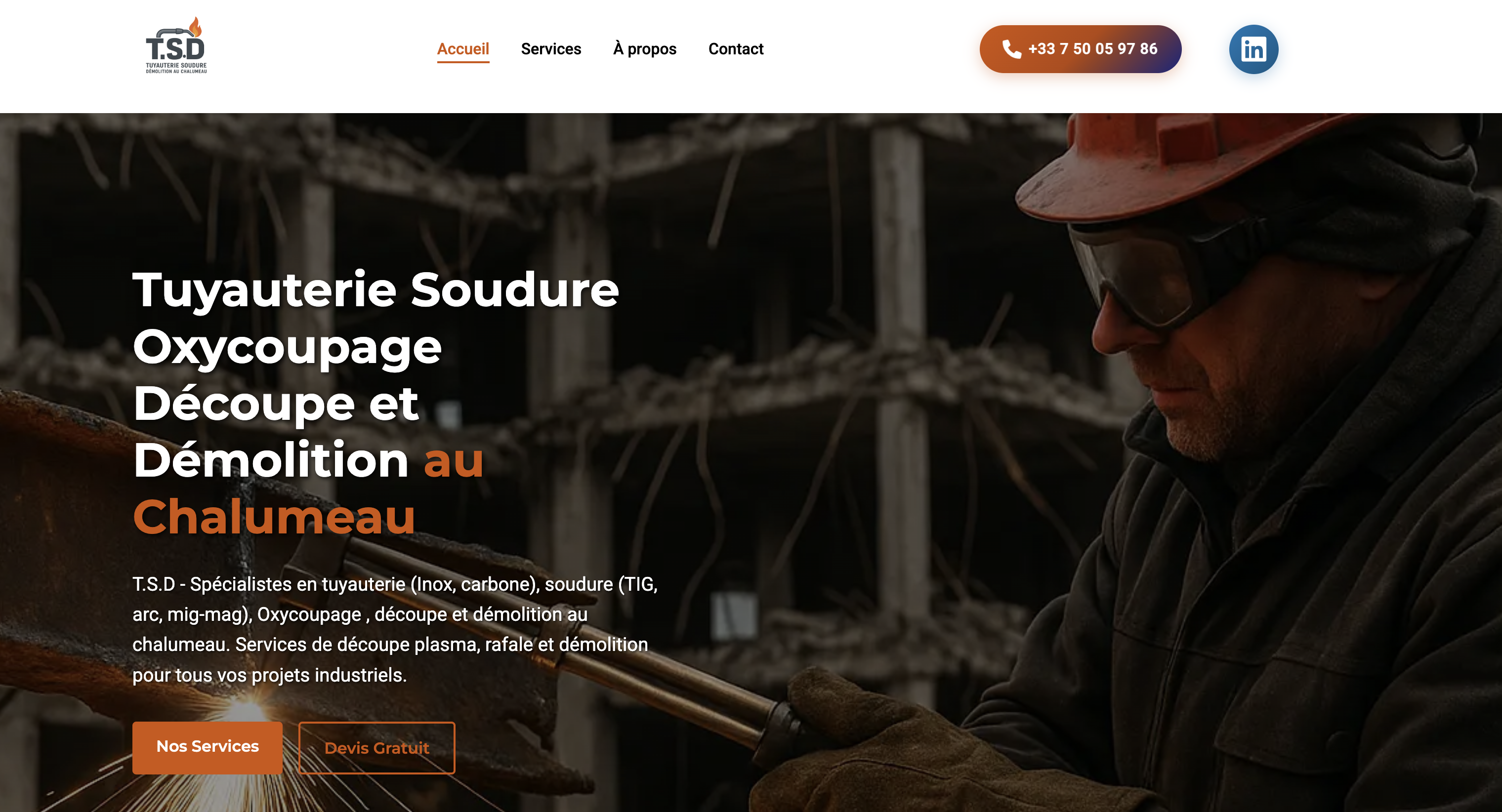 Site T.S.D. Tuyauterie Soudure Découpe