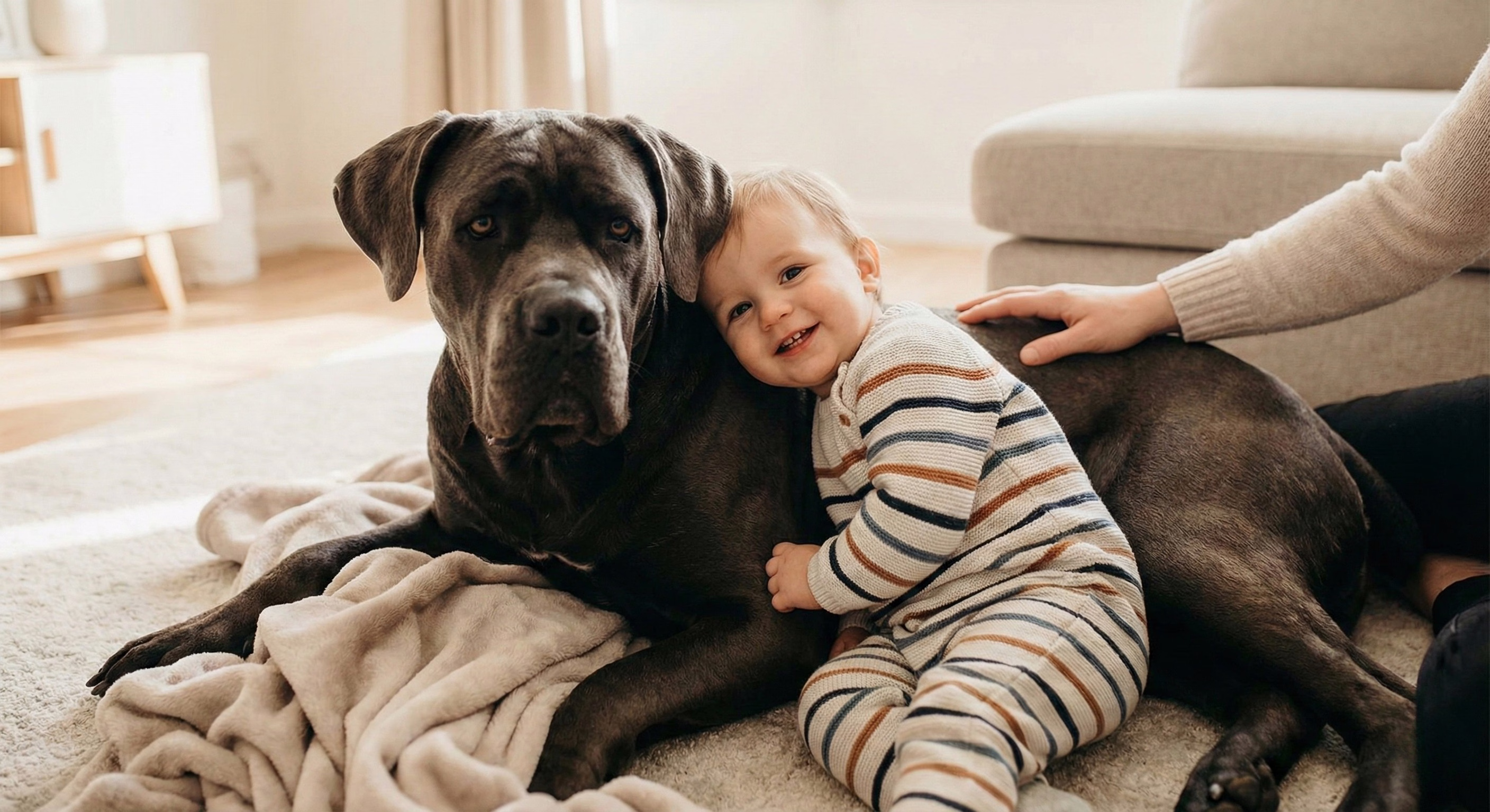 Cane Corso patient avec les enfants